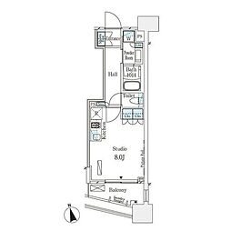 パークナードフィット南青山Ｖｉｓｔａ 12階ワンルームの間取り
