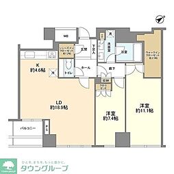 青山ザ・タワー 2LDKの間取図画像