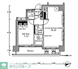 パークアクシス渋谷桜丘SOUTH 1LDKの間取図画像