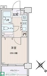 エコロジー都立大学レジデンス 1Kの間取図画像