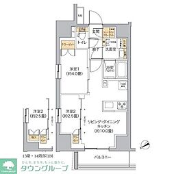 リビオメゾン新宿west 2LDKの間取図画像