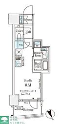 パークナードフィット南青山Vista ワンルームの間取図画像