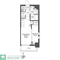クレストコート白金高輪 1LDKの間取図画像