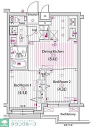 GALAHILLS武蔵小山 2DKの間取図画像