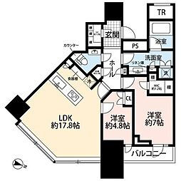 パークコート渋谷ザタワー 2LDKの間取図画像