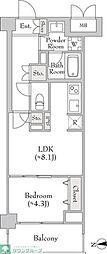 ミリアレジデンス大岡山 1LDKの間取図画像