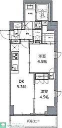 レジディア白金高輪2 2DKの間取図画像