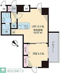 マノワール駒沢 1LDKの間取図画像