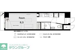 日神プラザ中目黒 1Kの間取図画像