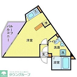 フラッフィー田園調布 ワンルームの間取図画像