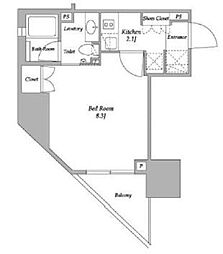 パークアビタシオン麻布十番 1Kの間取図画像