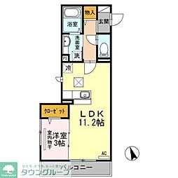 エクレウス下馬 1LDKの間取図画像