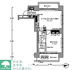 パークアクシス渋谷桜丘WEST 1LDKの間取図画像