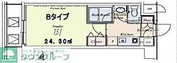HF駒沢公園レジデンスTOWER 1Kの間取図画像