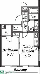 ドリームアロー下高井戸 1DKの間取図画像