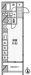 アーデン芝公園 ワンルームの間取図画像