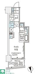 パークナードフィット南青山Vista ワンルームの間取図画像