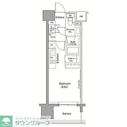 ザ・パークハビオ目黒 ワンルームの間取図画像