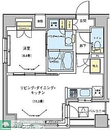 ドゥーエ五反田 1LDKの間取図画像