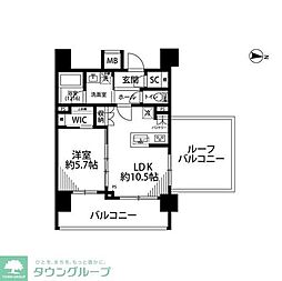 プレール・ドゥーク世田谷代田 1LDKの間取図画像