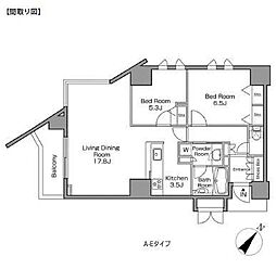 レジディアタワー中目黒 1LDKの間取図画像