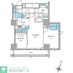 ルフォンプログレ渋谷ヒルトップ 2LDKの間取図画像