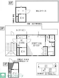 パルレイツリー 1Kの間取図画像