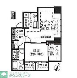 プレミストタワー白金高輪 1LDKの間取図画像