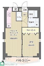 エスペランサ目黒 1LDKの間取図画像