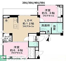 mauve 神楽坂 2LDKの間取図画像