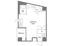 アトリウム25(アトリウム) 2階ワンルームの間取り