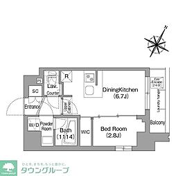 コンフォリア・リヴ新中野ＳＯＵＴＨ 9階1DKの間取り
