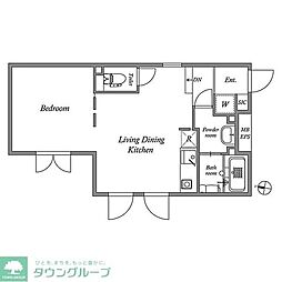 小田急小田原線 参宮橋駅 徒歩5分の賃貸マンション 1階ワンルームの間取り