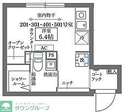 ＣＯＣＯＣＵＢＥ西荻窪 4階ワンルームの間取り