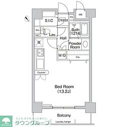 コンフォリア代々木上原 2階ワンルームの間取り