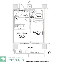 コンフォリア新宿 9階1LDKの間取り