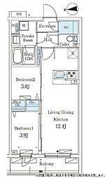 テラス杉並方南町 4階2LDKの間取り