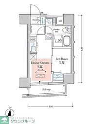 アーバネックス西新宿II 8階1DKの間取り