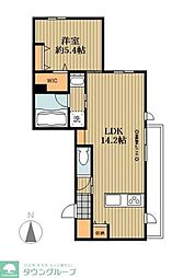 京王井の頭線 池ノ上駅 徒歩8分の賃貸マンション 2階1LDKの間取り