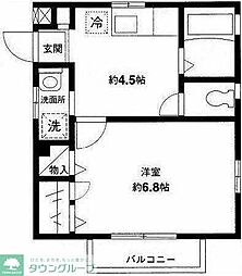ウィスタリア 1階1DKの間取り