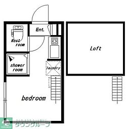 Ｋ1新宿 1階ワンルームの間取り