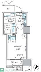 HARUMI　FLAG　PORT　VILLAGE　A棟 14階ワンルームの間取り