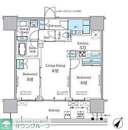 HARUMI　FLAG　PORT　VILLAGE　A棟 16階2LDKの間取り