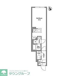 グローリオシェルト四谷坂町 1階ワンルームの間取り