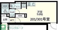 Ｆｏｌｓ　Ｃｌａｓｓ　四谷三丁目 3階ワンルームの間取り