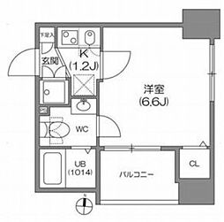 アジールコート中野坂上 7階1Kの間取り