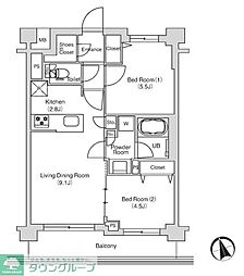 エミリブ鷺ノ宮 2階2LDKの間取り