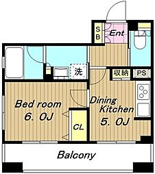 パークキューブ市ヶ谷 7階1DKの間取り