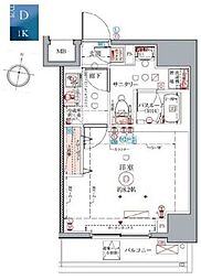 クレヴィスタ中野新橋 3階1Kの間取り