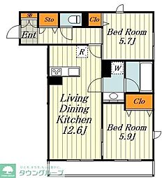 アビタシオン駒込 2階2LDKの間取り